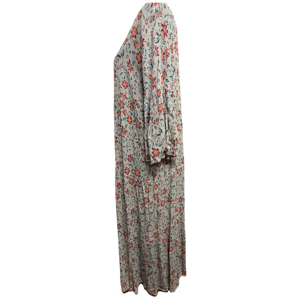 Easel Dress Large Womens Tiered Crinkle Maxi Cottagecore Boho Lavendar Grayish - Picture 4 of 11